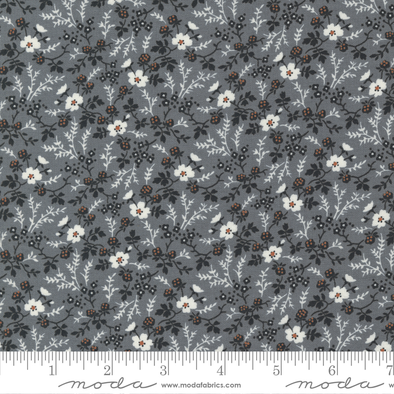 Rustic Gatherings Petite Floral Graphite | Primitive Gatherings | Moda Fabrics | 49201 17 | Sold in 1/2 Yd