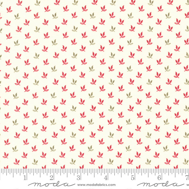 Joyful Gatherings Triple Leaf Snow Multi | Primitive Gatherings | Moda Fabrics | 49212 22 | Sold in 1/2 Yd