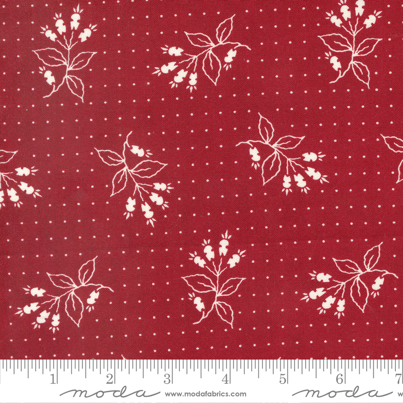 American Gatherings II Liberty Floral Heart Red | Primitive Gatherings | Moda Fabrics | 49240 12 | Sold in 1/2 Yd