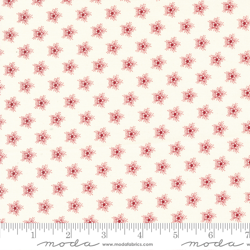 American Gatherings II Star Sparkle Dove Heart Red | Primitive Gatherings | Moda Fabrics | 49242 21 | Sold in 1/2 Yd