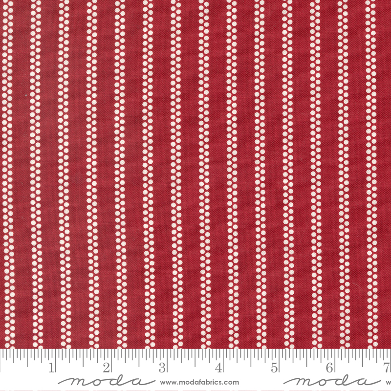 American Gatherings II Dot Stripe Heart Red | Primitive Gatherings | Moda Fabrics | 49244 12 | Sold in 1/2 Yd