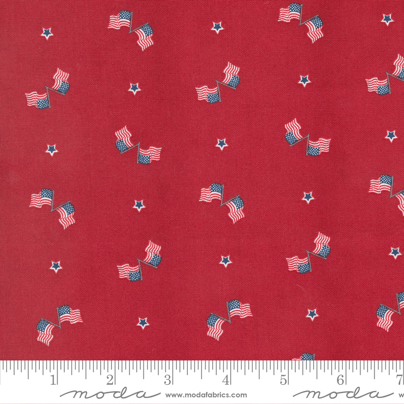 American Gatherings II Old Glory Heart Red | Primitive Gatherings | Moda Fabrics | 49246 12 | Sold in 1/2 Yd