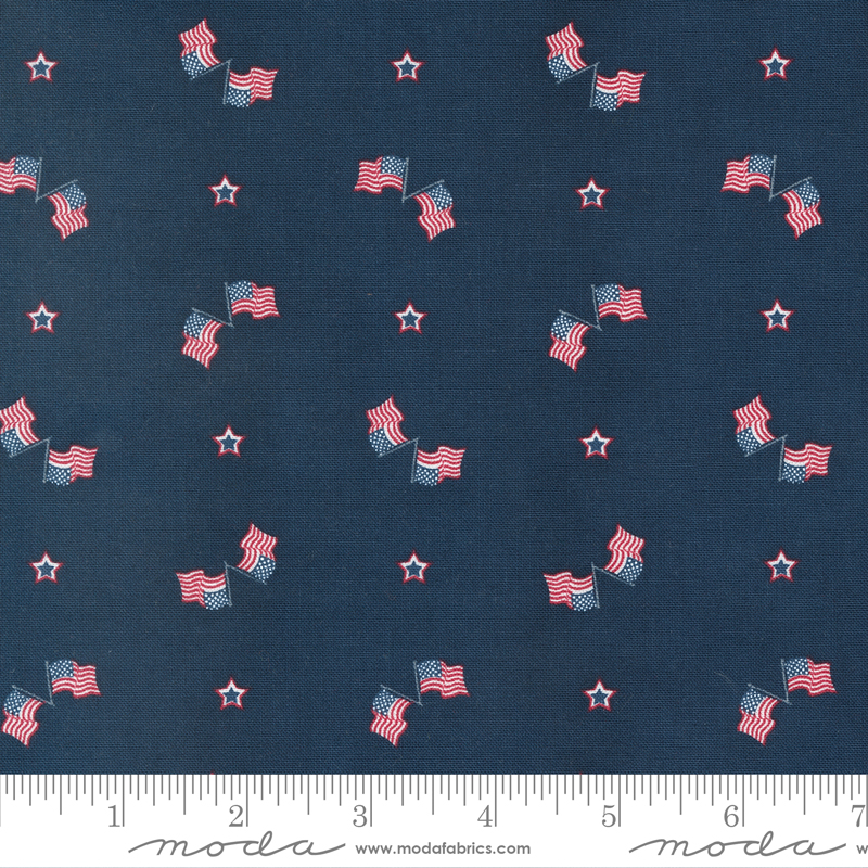 American Gatherings II Old Glory Navy | Primitive Gatherings | Moda Fabrics | 49246 14 | Sold in 1/2 Yd