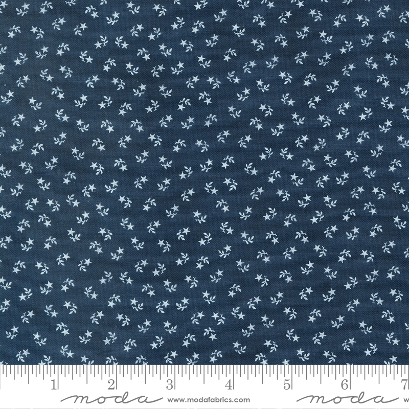 American Gatherings II Star Flower Heart Loyal Blue | Primitive Gatherings | Moda Fabrics | 49249 13 | Sold in 1/2 Yd
