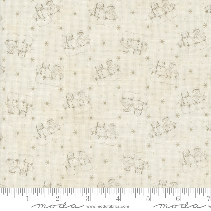 Snowman Gatherings IV Snow Couple Snow Taupe | Primitive Gatherings | Moda Fabrics | 49250 15 | Sold in 1/2 Yd