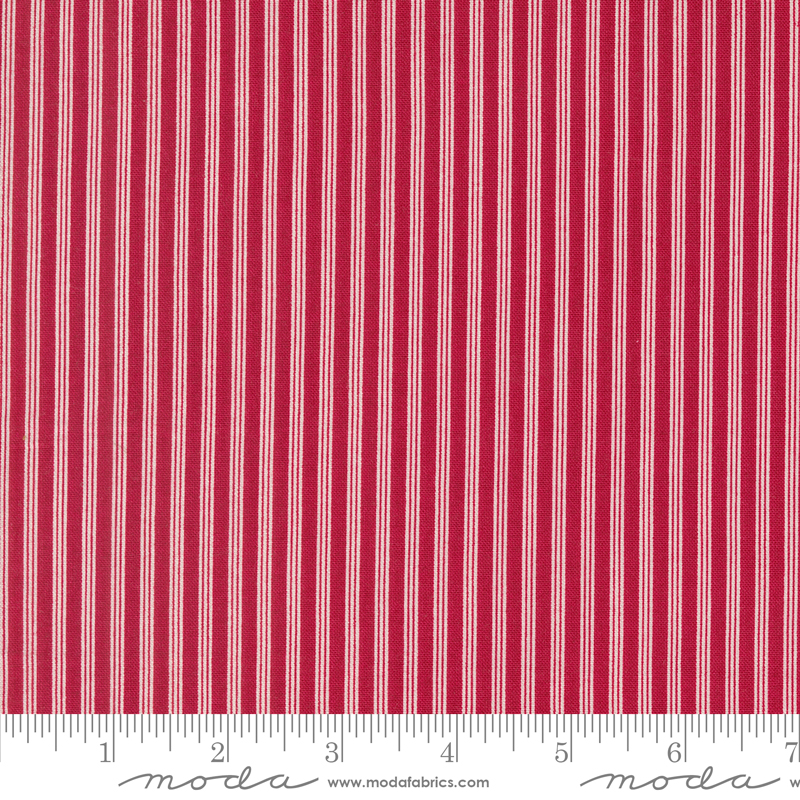 Dear Santa Stripes Crimson | Primitive Gatherings | Moda Fabrics | 49261 12 | Sold in 1/2 Yd