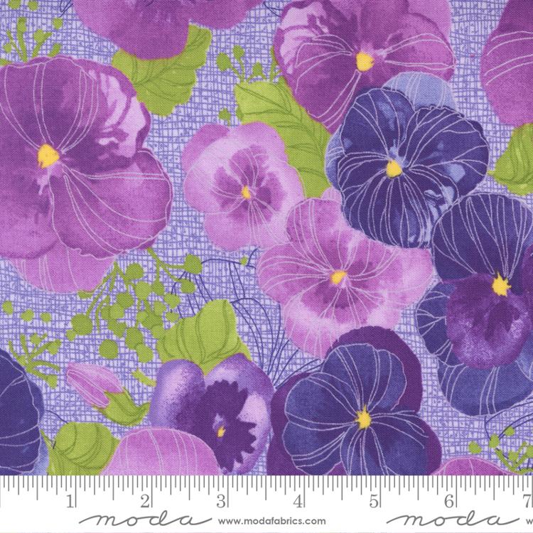 Pansys Posies Lavender | Robin Pickens | Moda Fabrics | 48720 13 | Sold in 1/2 Yds