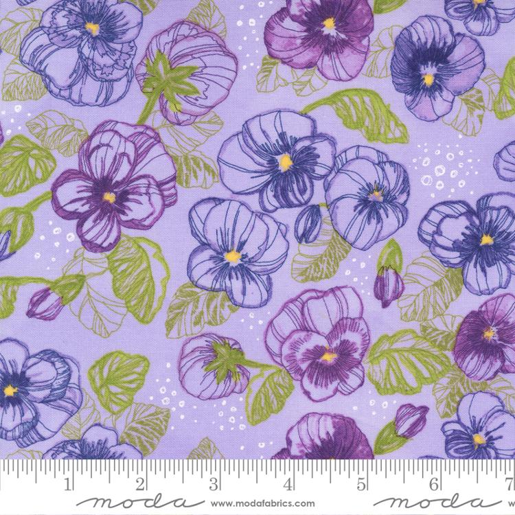 Pansys Posies Lavender | Robin Pickens | Moda Fabrics | 48721 13 | Sold in 1/2 Yds