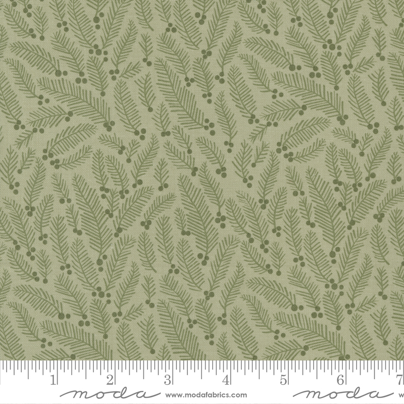 Christmas Eve Sprigs Sage | Lella Boutique | Moda Fabrics | 5182 14 | Sold in 1/2 Yd