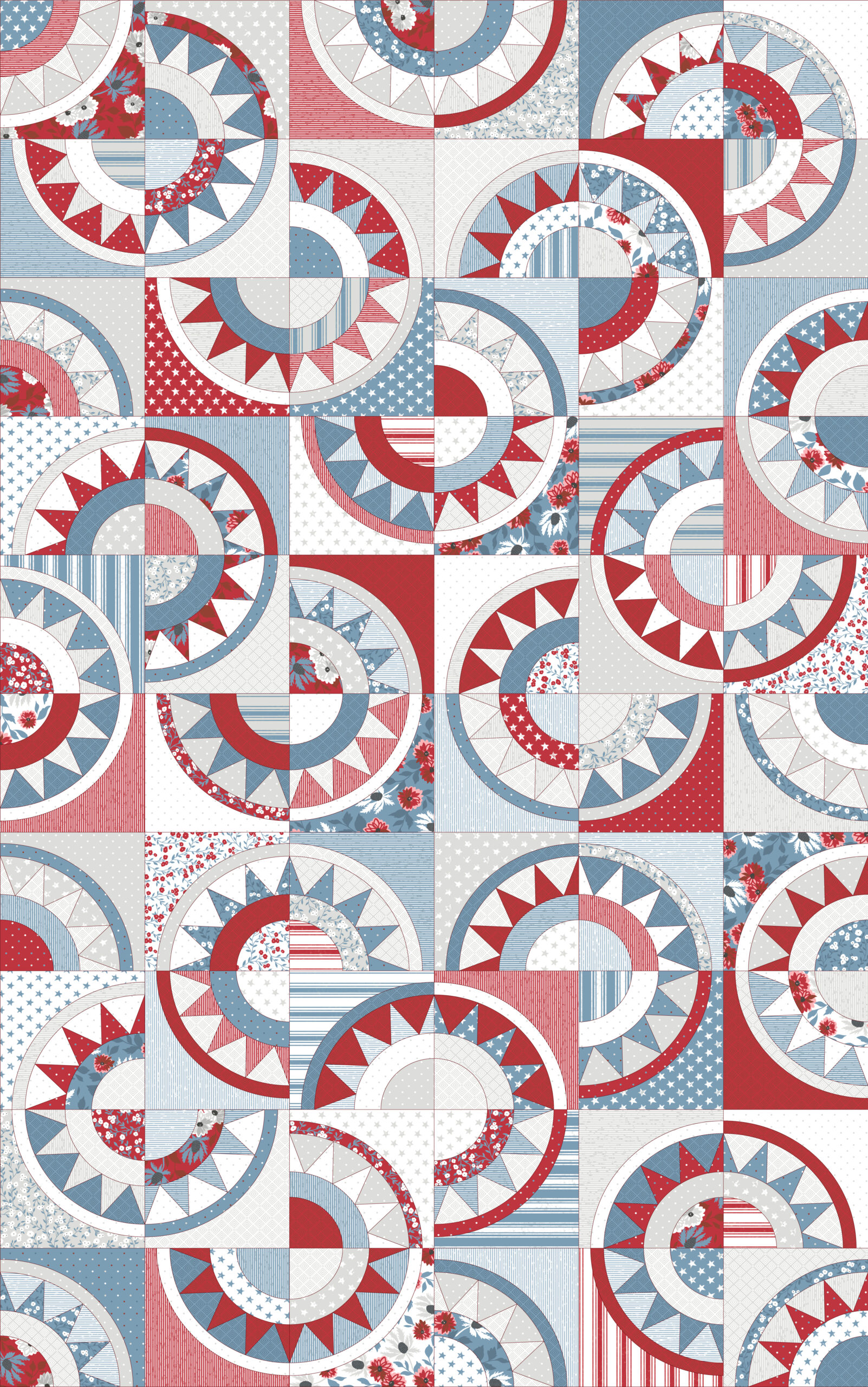 Old Glory NY Beauty Cheater Quilt Multi | Lella Boutique | Moda Fabrics | 5208 11 | Sold in 1/2 yds
