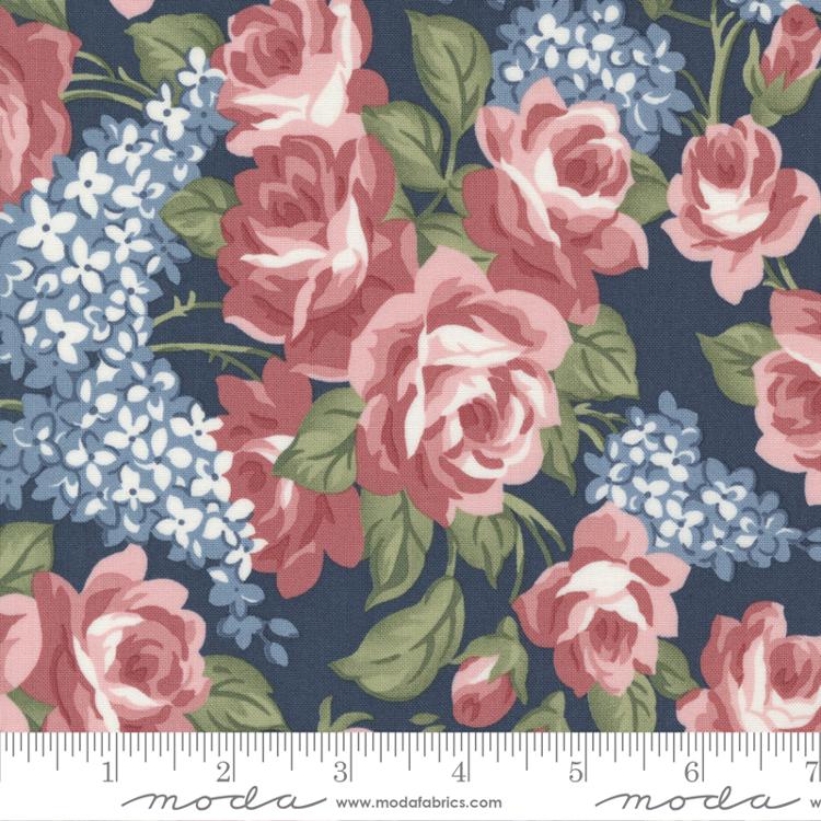 Sunnyside Rosy Navy | Camille Roskelley | Moda Fabrics | 55280 12 | Sold in 1/2 Yd