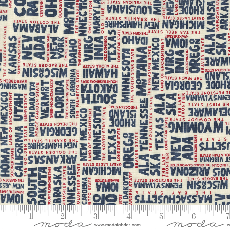 Stateside States Vanilla Navy | Sweetwater | Moda Fabrics | 55610 33 | Sold in 1/2 Yd