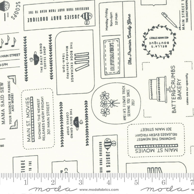 Main Street The Shops Vanilla | Sweetwater | Moda Fabrics | 55640 21 | Sold in 1/2 Yd