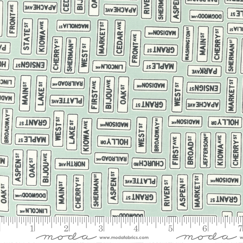 Main Street Street Signs Sky | Sweetwater | Moda Fabrics | 55643 22 | Sold in 1/2 Yd