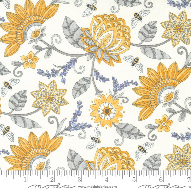 Honey Lavender Garden Jacquard Florals Milk | Deb Strain | Moda Fabrics | 56080 11 | Sold in 1/2 Yd