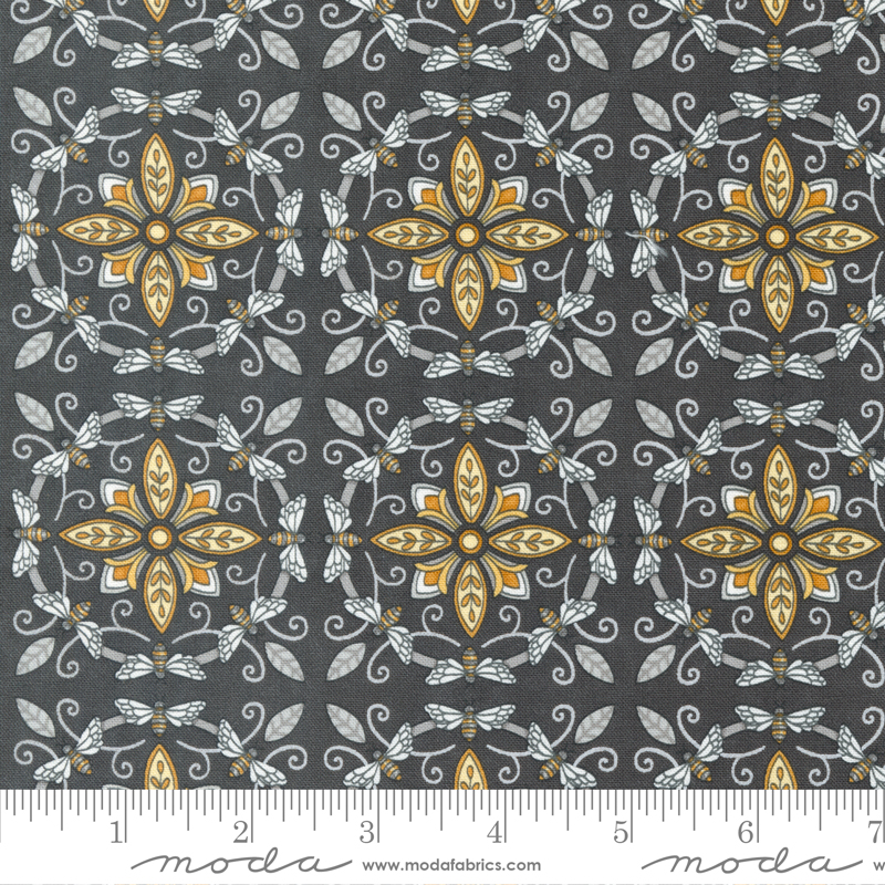 Honey Lavender Bumble Bees Charcoal | Deb Strain | Moda Fabrics | 56081 17 | Sold in 1/2 Yd