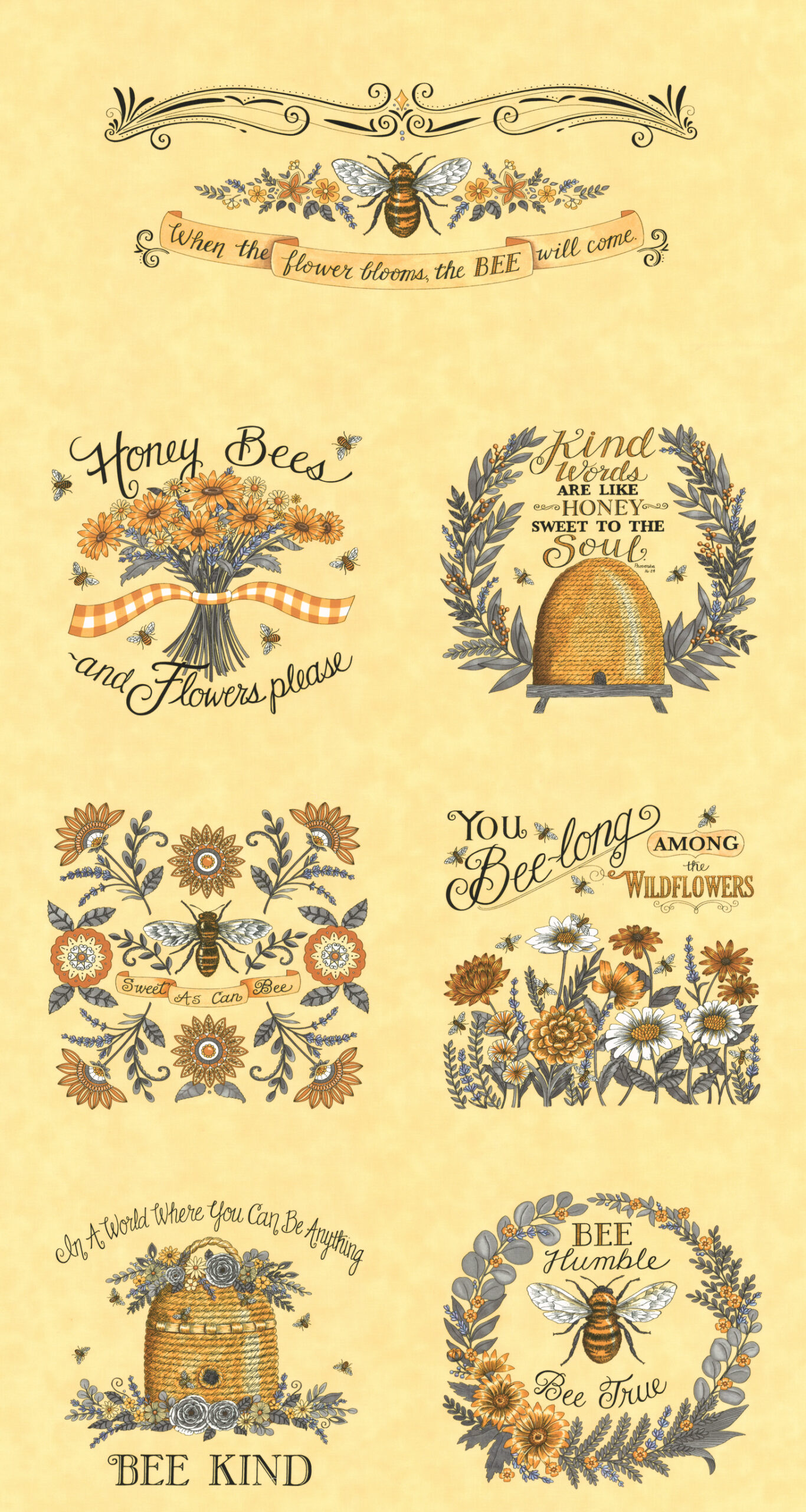 Honey Lavender 24 Inch Panel Honey | Deb Strain | Moda Fabrics | 56089 12 | Sold as a Panel