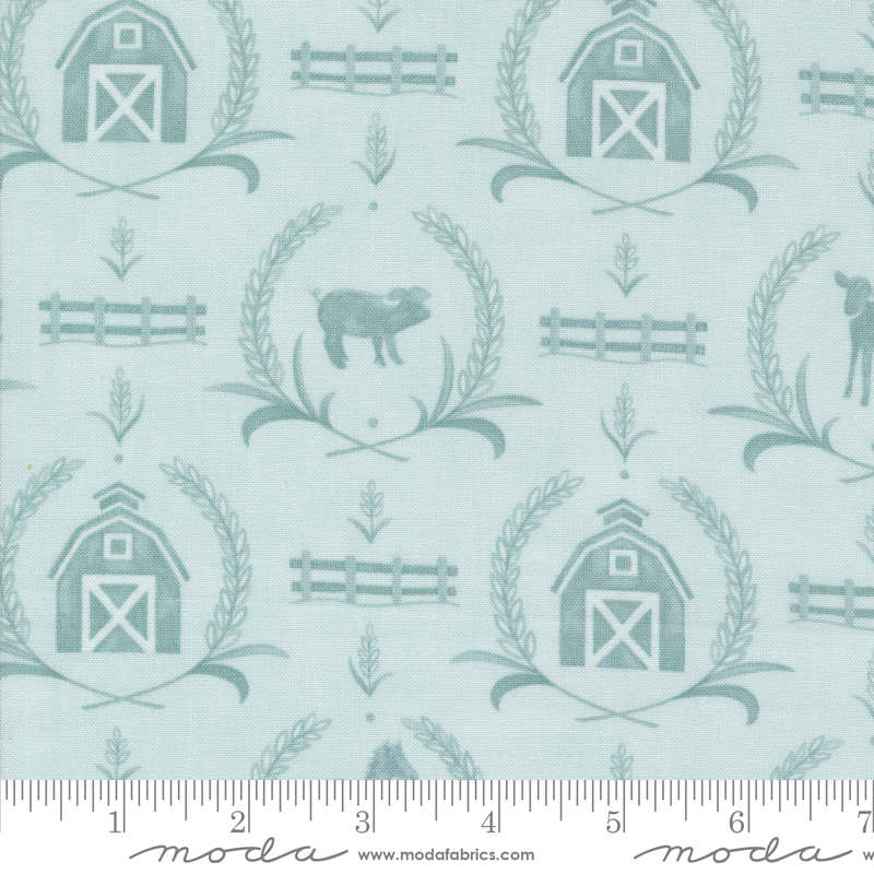 Willows Farm Farm Yard Damask Sky | Deb Strain | Moda Fabrics | 56102 16 | Sold in 1/2 Yd