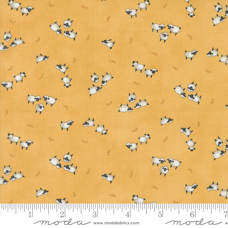 Willows Farm Sheeps in the Pasture Goldenrod | Deb Strain | Moda Fabrics | 56105 15 | Sold in 1/2 Yd