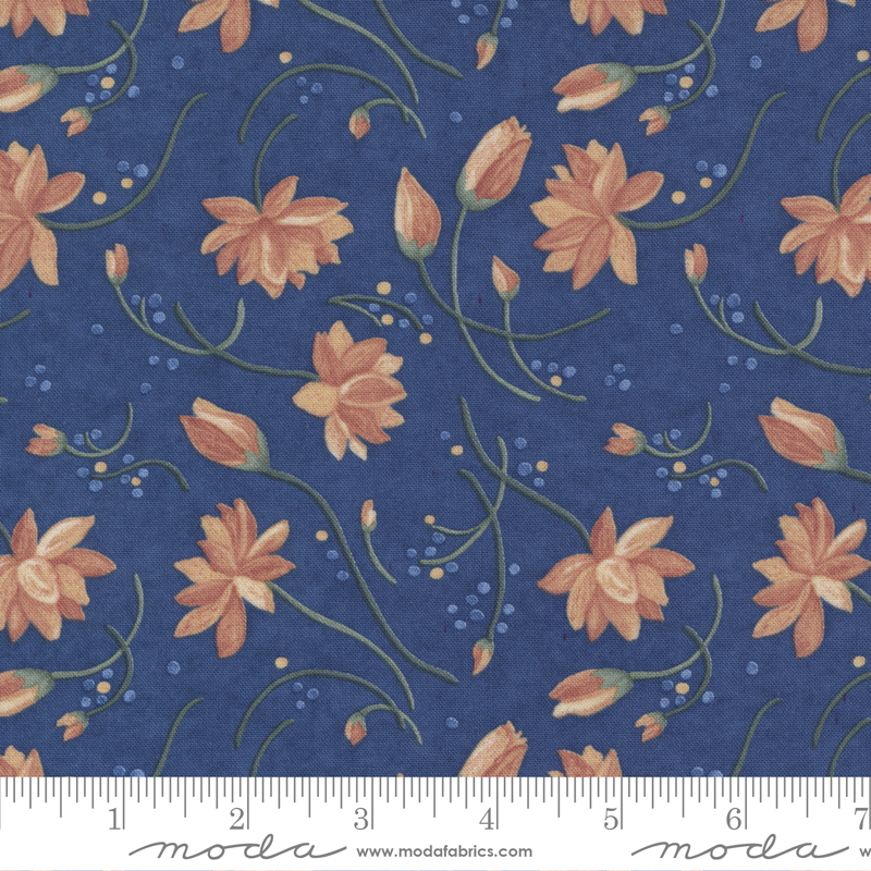 Watermarks Lilies Indigo | Holly Taylor | Moda Fabrics | 6911 14 | Sold in 1/2 Yd