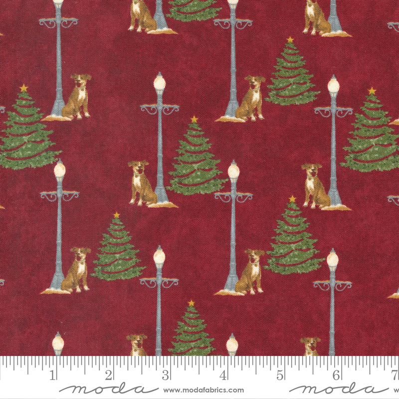 Shoppes On Main Street Light Dog Crimson | Holly Taylor | Moda Fabrics | 6921 12 | Sold in 1/2 Yd
