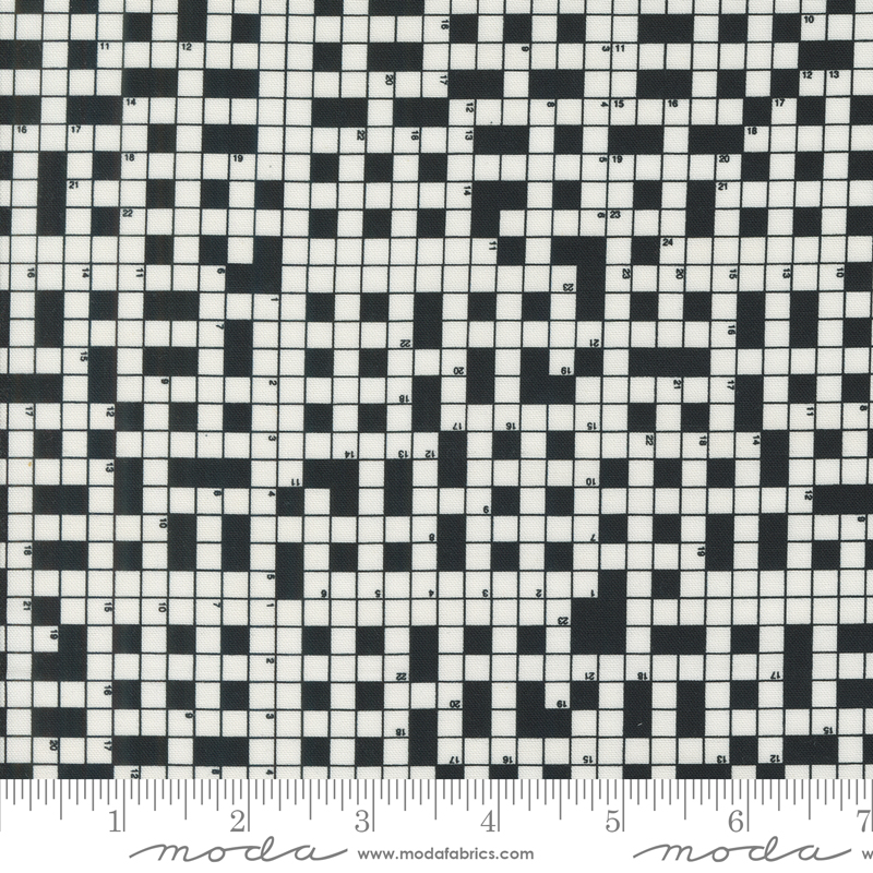 Sable Swan Crossword Puzzle Ebony Porcelain | Cathe Holden | Moda Fabrics | 7449 12 | Sold in 1/2 Yd