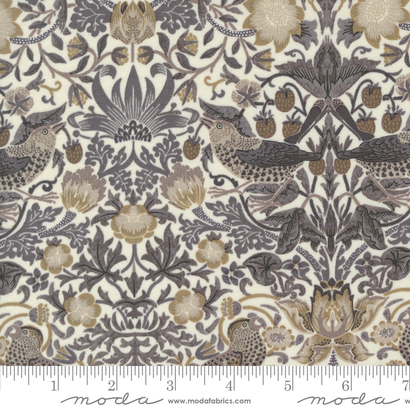 Ebony Suite Best of Morris Damask Birds Porcelain | Barbara Brackman | Moda Fabrics | 8382 11 | Sold in 1/2 Yd