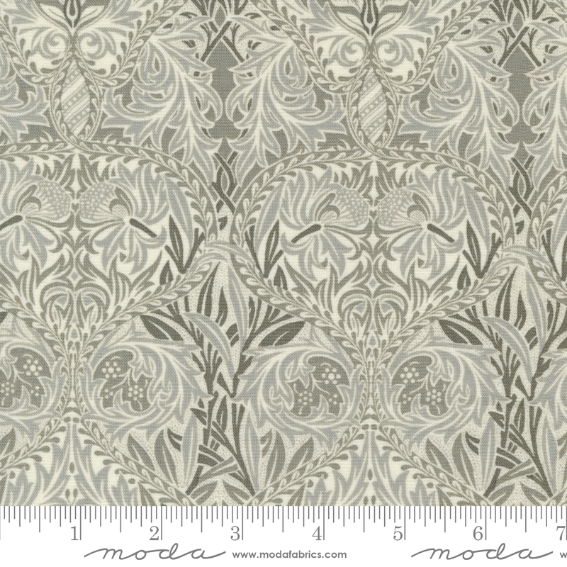 Ebony Suite Best of Morris Iris Damask Porcelain | Barbara Brackman | Moda Fabrics | 8384 11 | Sold in 1/2 Yd