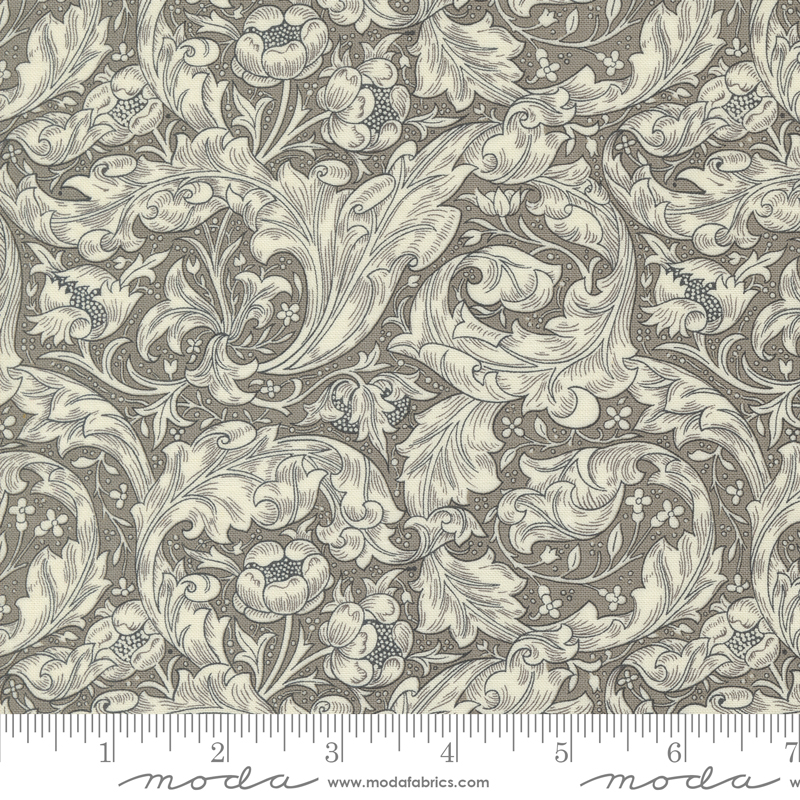 Ebony Suite Best of Morris Bachelors Dove Porcelain | Barbara Brackman | Moda Fabrics | 8386 13 | Sold in 1/2 Yd