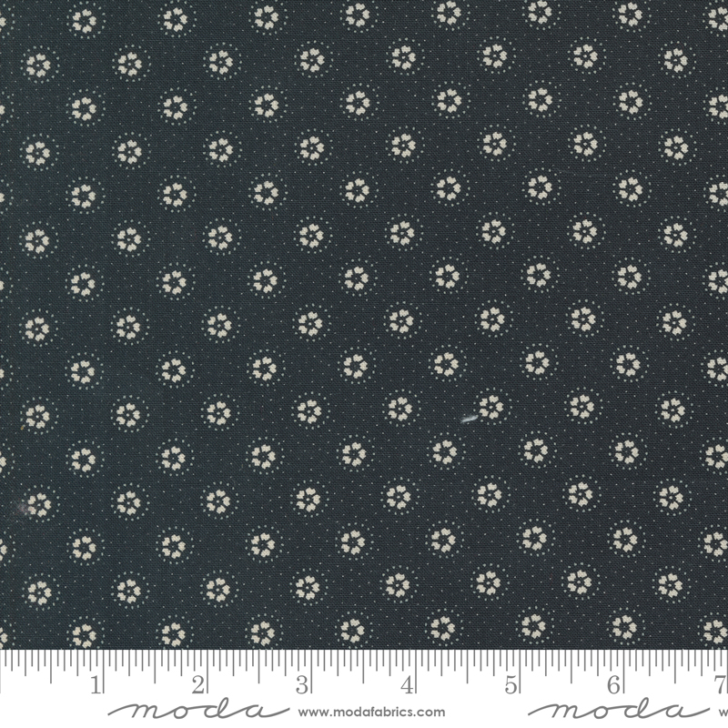 Blackbirds Nest Daisies and Dots Black | Kansas Troubles Quilters | Moda Fabrics | 9752 19 | Sold in 1/2 Yd