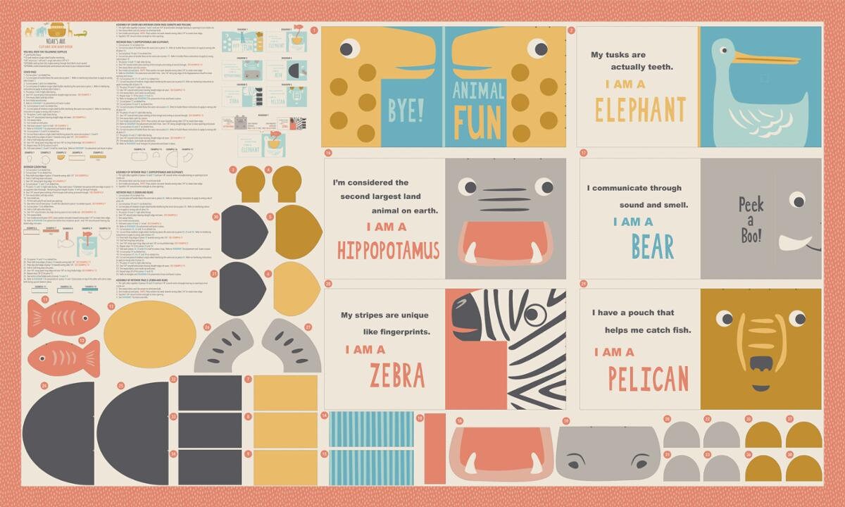 Noah's Ark Animal Book 1 Yard Panel Cloud | Stacy Iest Hsu | Moda Fabrics | 20877 11 | Sold as a Panel