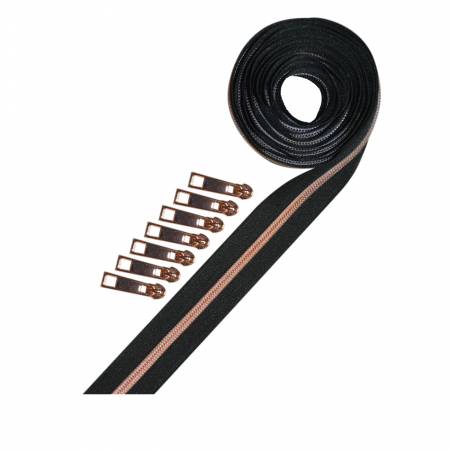 Black Tape Rose Gold Metallic Zipper | Decorating Diva | BLK-RGO