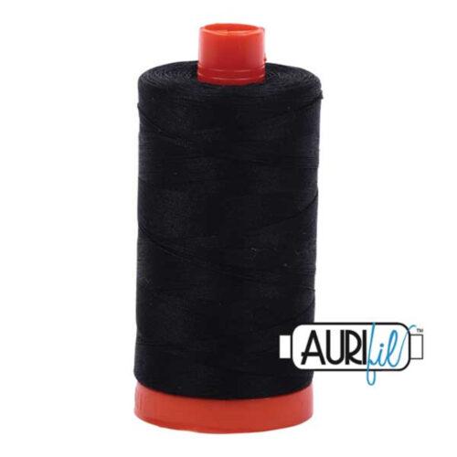 Black | Aurifil Cotton Mako Thread | 50wt 1300m MK50-2692