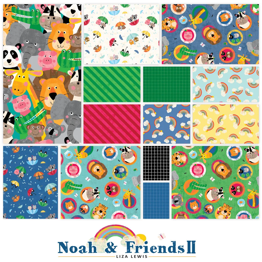 Noah and Friends II 5 Inch Squares | Liza Lewis | Clothworks | SQ0469 | Sold As A Bundle