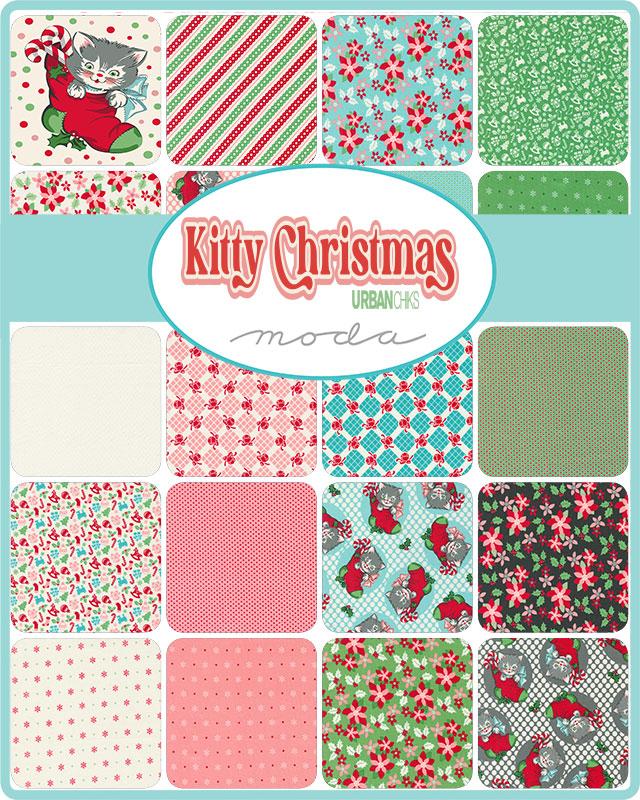 Kitty Christmas Layer Cake | Urban Chiks | Moda Fabrics | 31200LC | Sold As A Bundle
