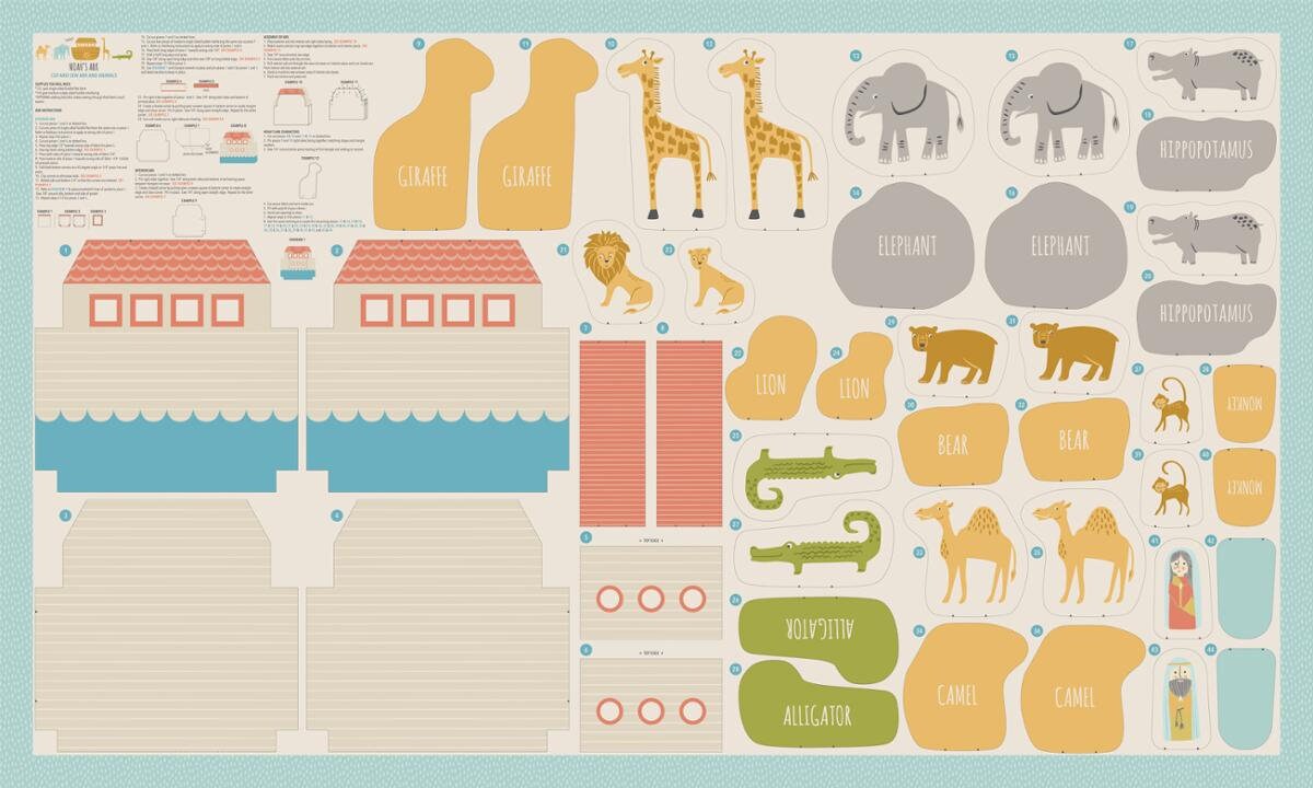 Noah's Ark Cut Sew 1 Yard Panel Cloud | Stacy Iest Hsu | Moda Fabrics | 20876 11 | Sold as a Panel