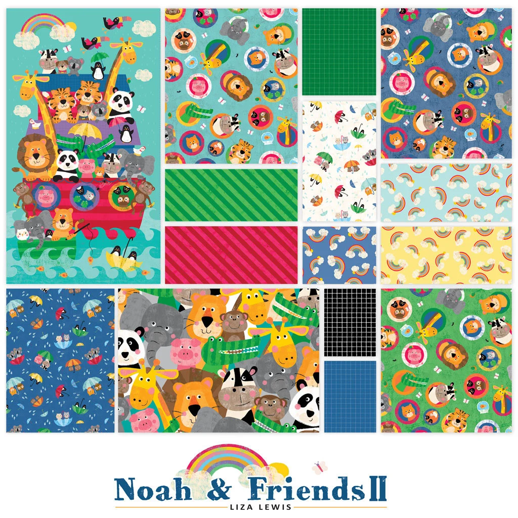 Noah and Friends II Fat Quarter Bundle | Liza Lewis | Clothworks | FQ0469 | Sold As A Bundle