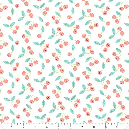 Hello Sunshine White Cherries | Abi Hall | Moda Fabrics | 35353 11 | Sold in 1/2 Yds