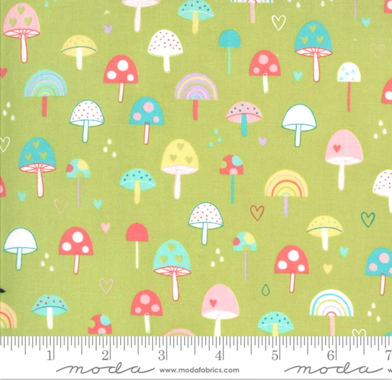 Hello Sunshine Grass Mushrooms | Abi Hall | Moda Fabrics | 35351 18 | Sold in 1/2 Yds