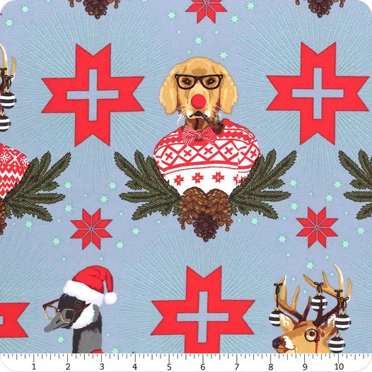 Holiday Homies Blue Spruce Buck, Buck, Goose Flannel | Tula Pink | FreeSpirit Fabrics | FNTP001.BLUESPRUCE | Sold in 1/2 Yds