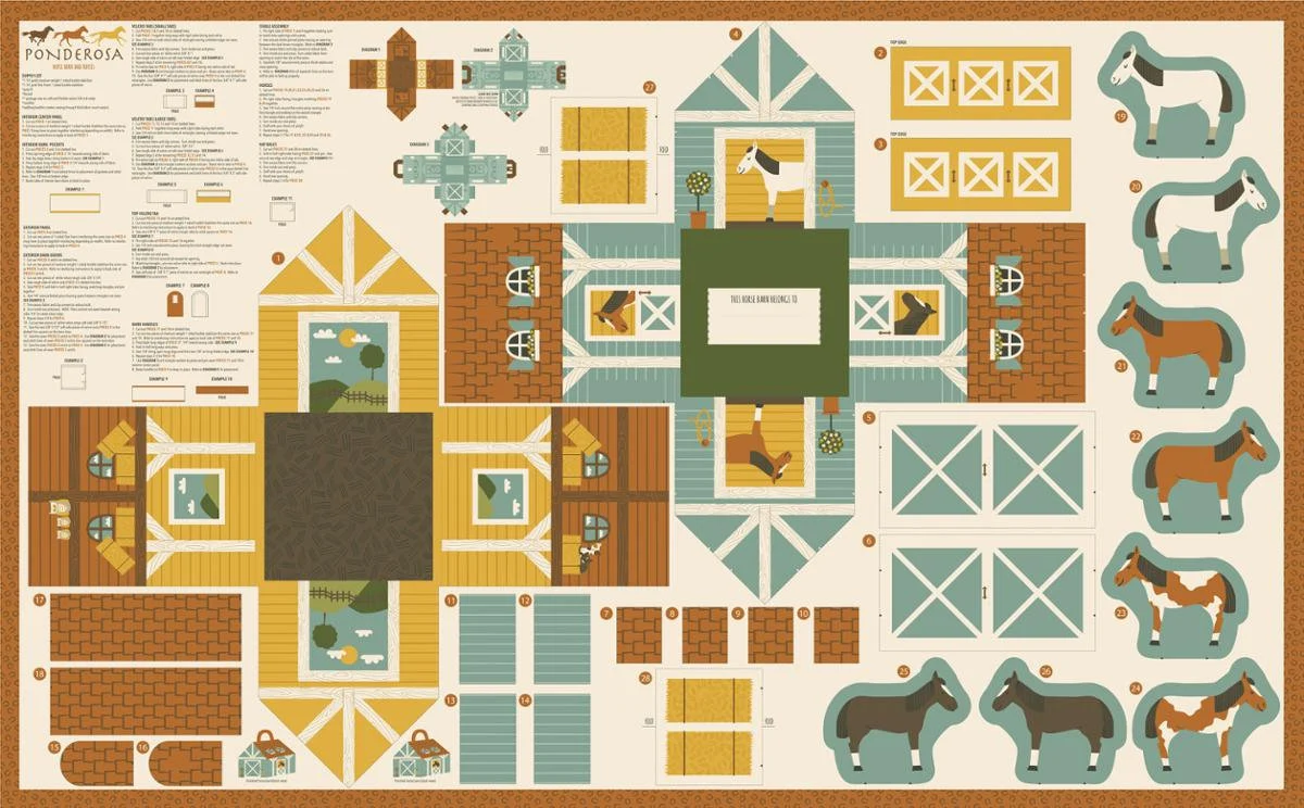 Ponderosa Horse Stable Panel | Stacy Iest Hsu | Moda Fabrics | 20868 11 | 36" x 60" Panel