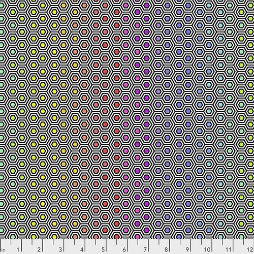 INK | Linework | Hexy Rainbow | Tula Pink | PWTP151.INK | Sold in 1/2 Yds