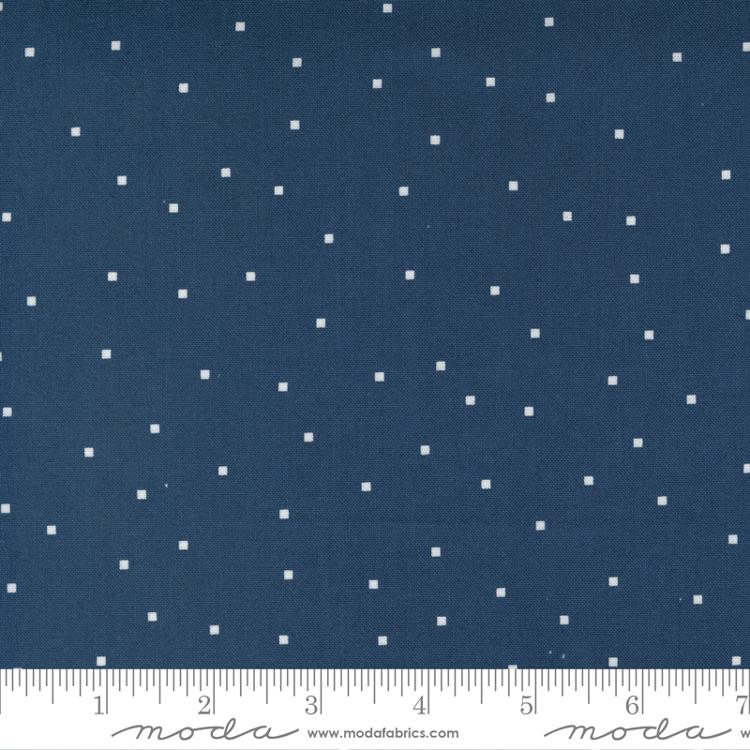 Meander Tiny Square Dot Navy | Aneela Hoey | Moda Fabrics | 24586 18 | Sold in 1/2 Yds