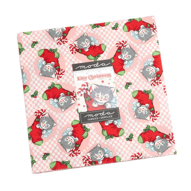 Kitty Christmas Layer Cake | Urban Chiks | Moda Fabrics | 31200LC | Sold As A Bundle