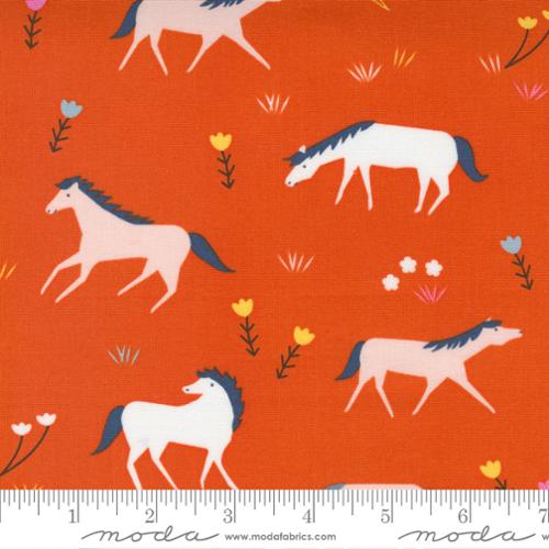 Meander Horses Geranium | Aneela Hoey | Moda Fabrics | 24580 11 | Sold in 1/2 Yds