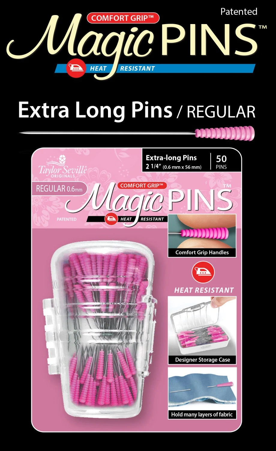 Magic Pins Extra Long Regular 0.6mm 50 Pins | Taylor Seville Originals | 219546