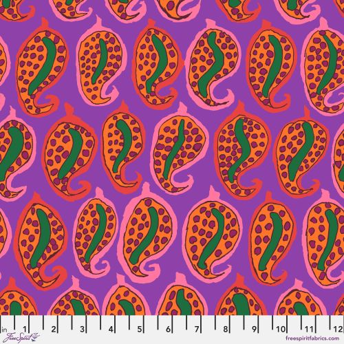 Kaffe Fassett Collective August 2024 Pasha Paisley Purple | Brandon Mably | Free Spirit Fabrics | PWBM096.PURPLE | Sold in 1/2 Yd