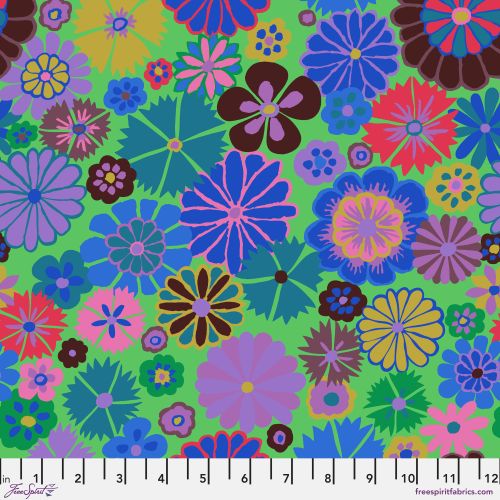 Kaffe Fassett Collective August 2024 Folk Flower Blue | Brandon Mably | Free Spirit Fabrics | PWGP204.BLUE | Sold in 1/2 Yd