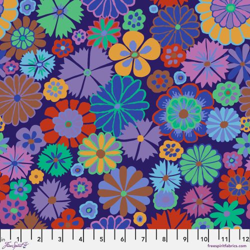 Kaffe Fassett Collective August 2024 Folk Flower Purple | Brandon Mably | Free Spirit Fabrics | PWGP204.PURPLE | Sold in 1/2 Yd