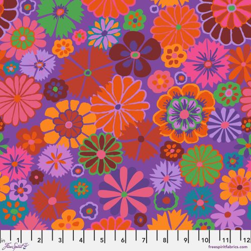 Kaffe Fassett Collective August 2024 Folk Flower Red | Brandon Mably | Free Spirit Fabrics | PWGP204.RED | Sold in 1/2 Yd